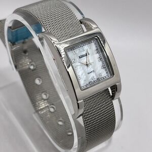Kessaris Women's Watch MOP Dial Silver Stainless Steel Mesh Band-‎ New Battery